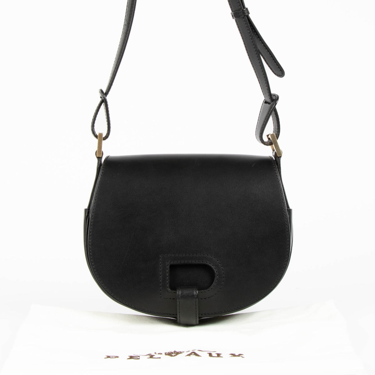 Authentic pre-loved Delvaux Black Leather Kate PM Crossbody Bag on Labellov.com