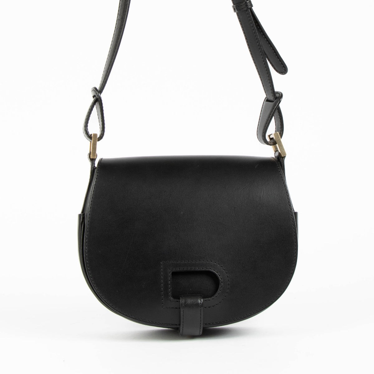 Authentic pre-loved Delvaux Black Leather Kate PM Crossbody Bag on Labellov.com