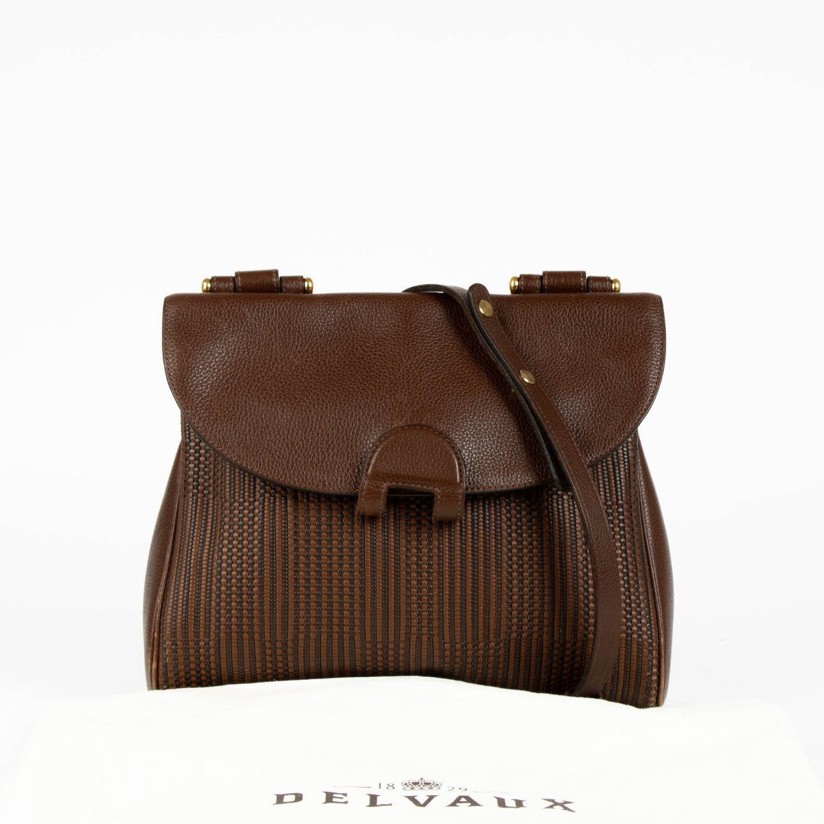 Authentic pre-loved Delvaux Brown Toile De Cuir Chablis Crossbody Bag on Labellov.com