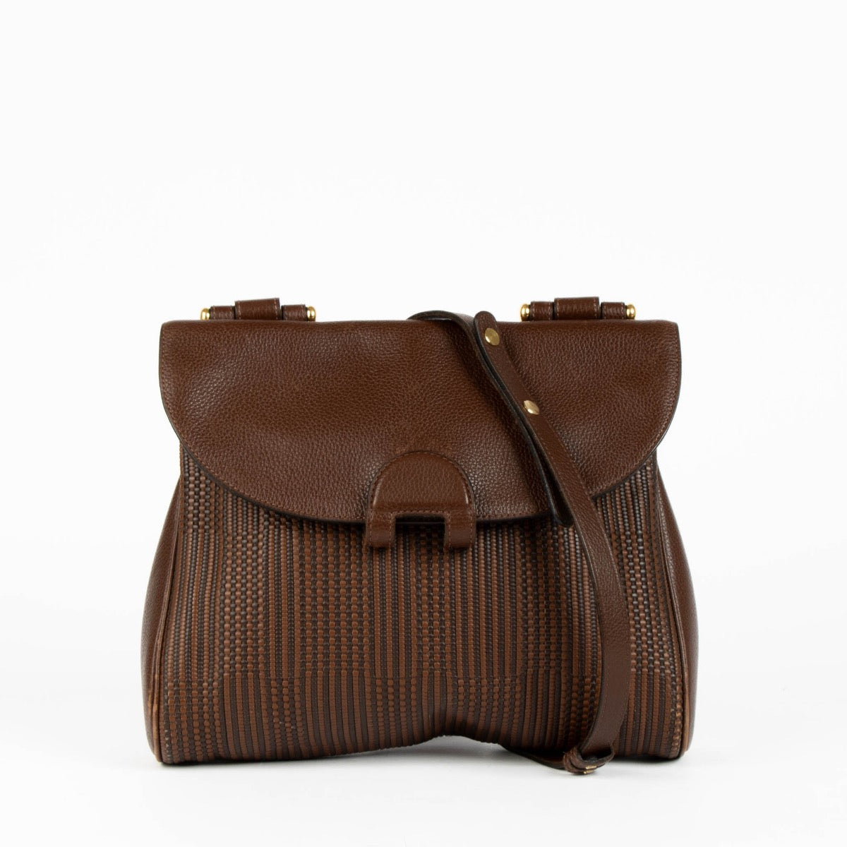 Authentic pre-loved Delvaux Brown Toile De Cuir Chablis Crossbody Bag on Labellov.com