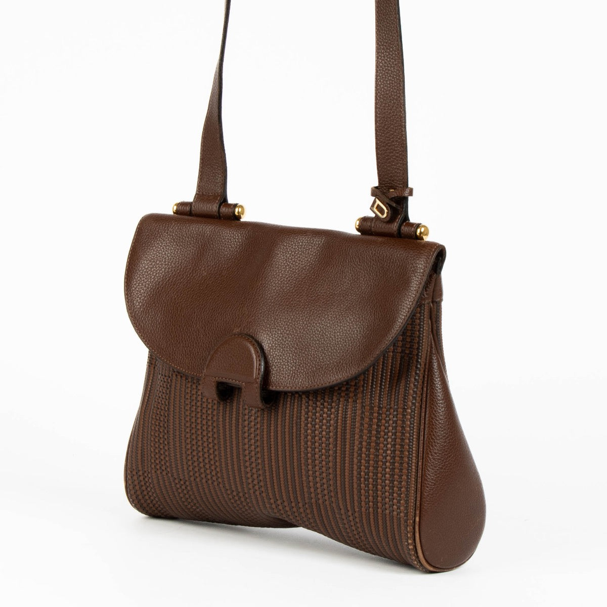 Authentic pre-loved Delvaux Brown Toile De Cuir Chablis Crossbody Bag on Labellov.com