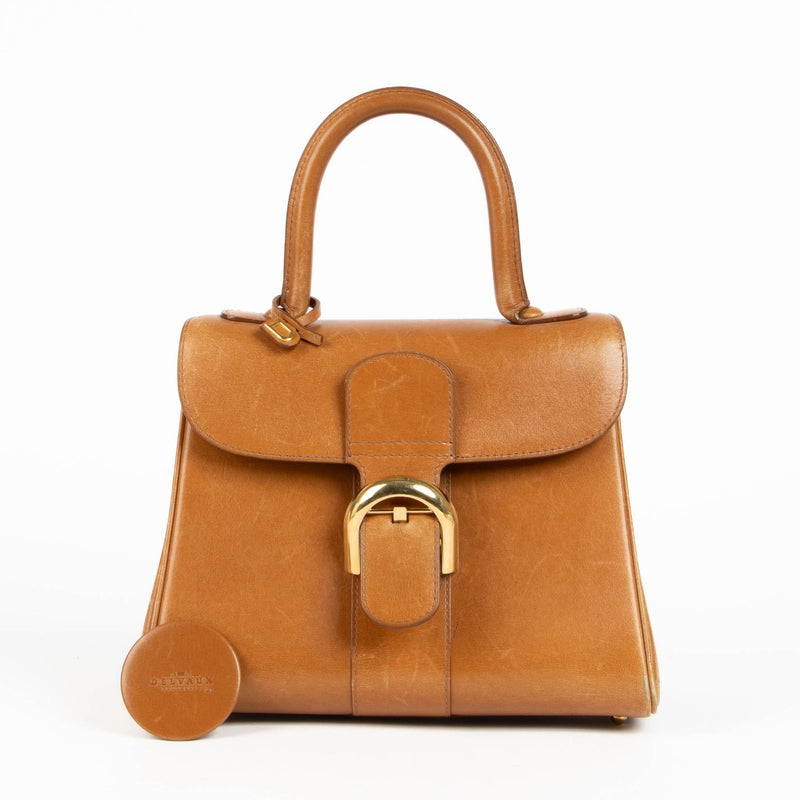 Authentic pre-loved Delvaux Brown Brillant PM Calfskin Top Handle Bag on Labellov.com