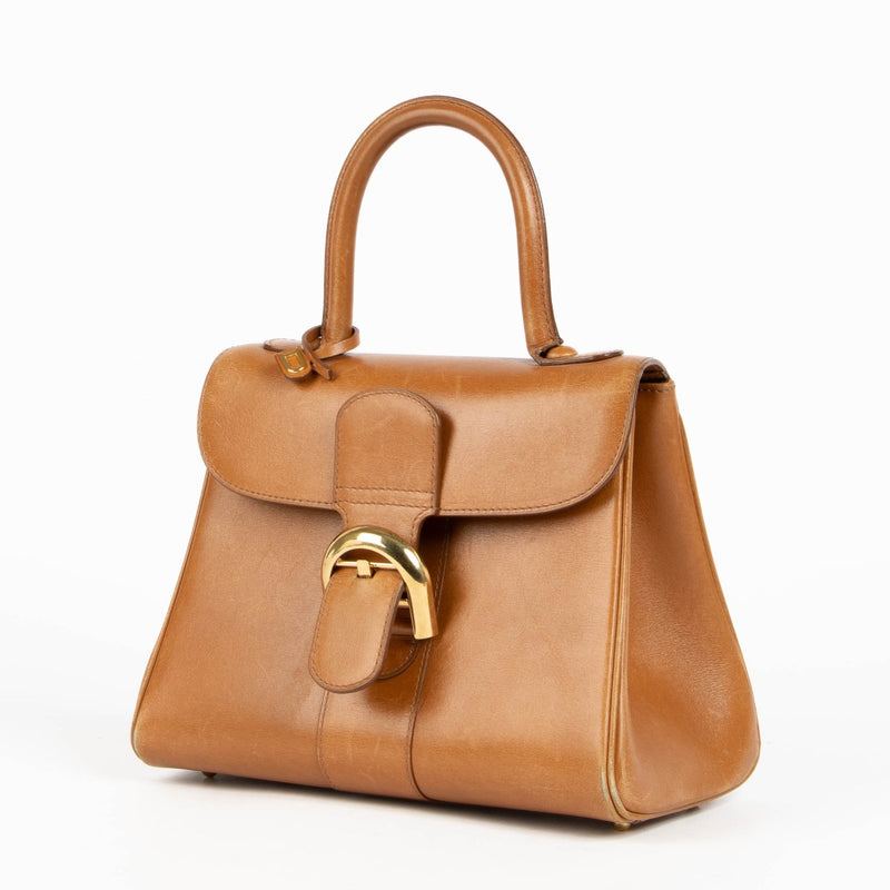 Authentic pre-loved Delvaux Brown Brillant PM Calfskin Top Handle Bag on Labellov.com