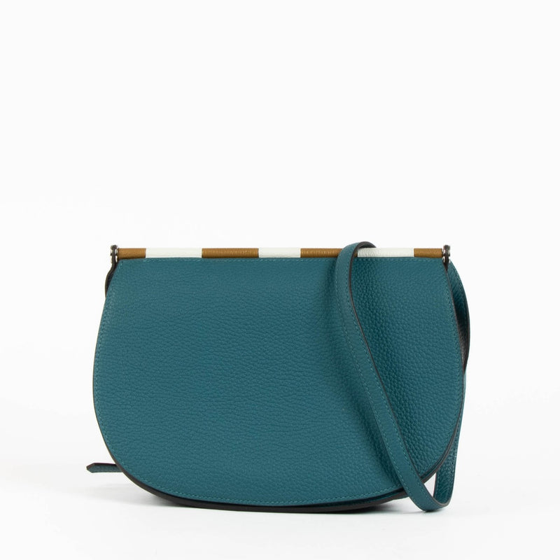 Hermès Sac Saut 25 Vert Bosphore Clemence/Chevre Mysore PHW