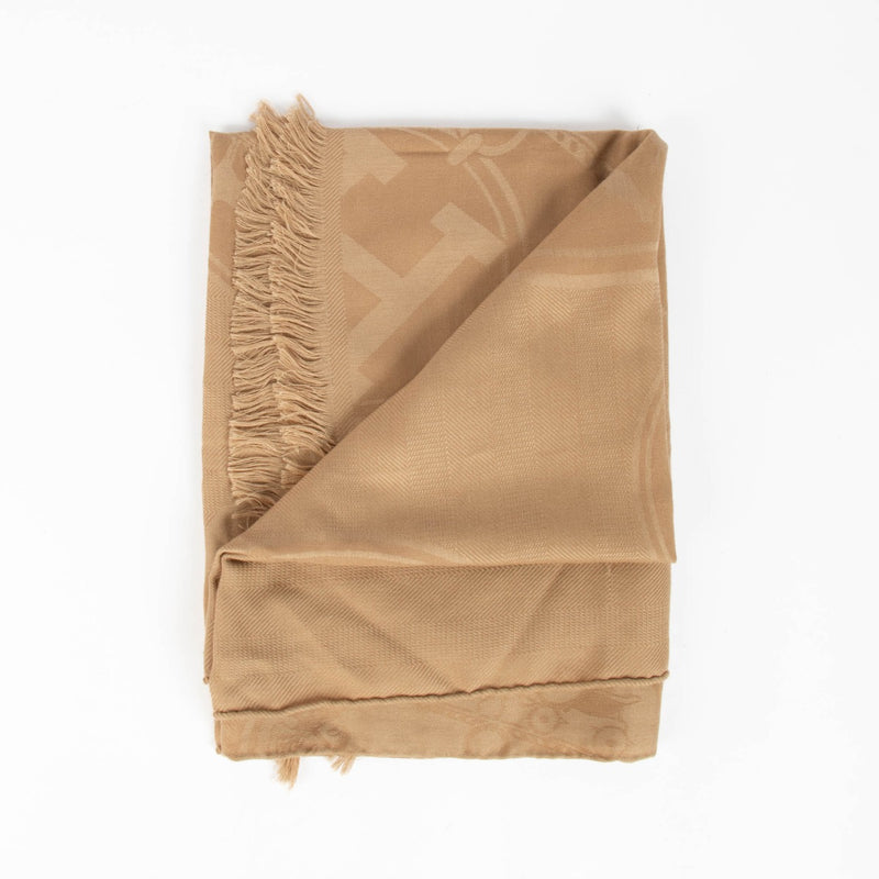 Hermès New Libris cashmere silk stole scarf with H motif