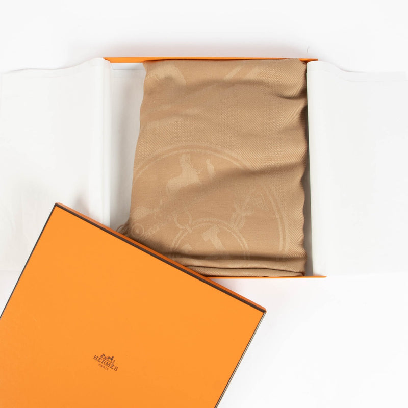 Hermès New Libris cashmere silk stole scarf with H motif