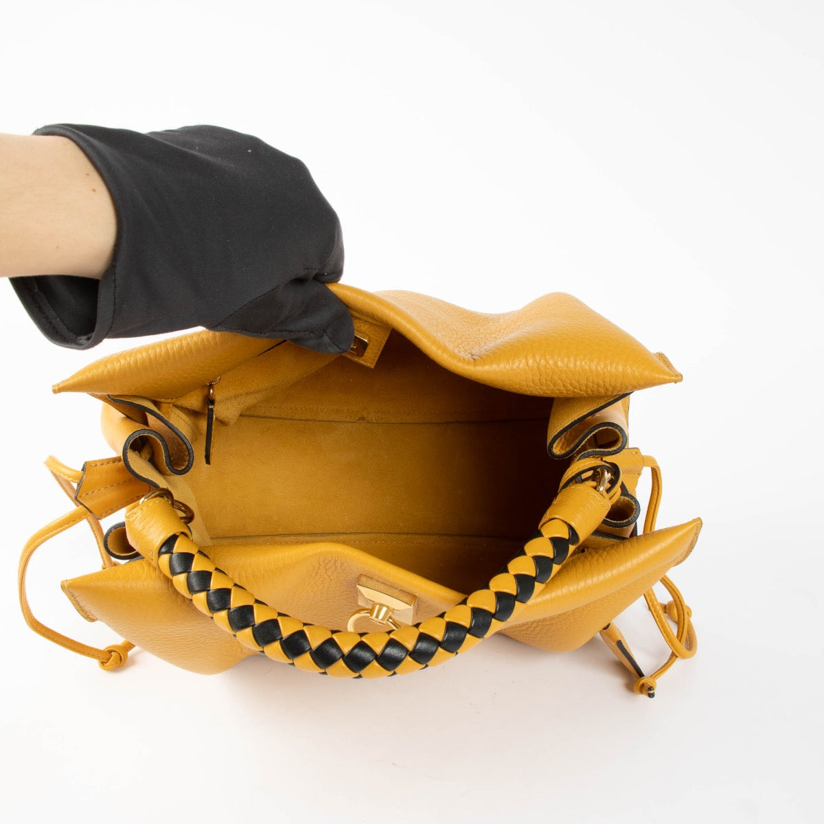 Shop this authentic Mulberry Yellow Braided Handle Bag pre-loved on Labellov.com