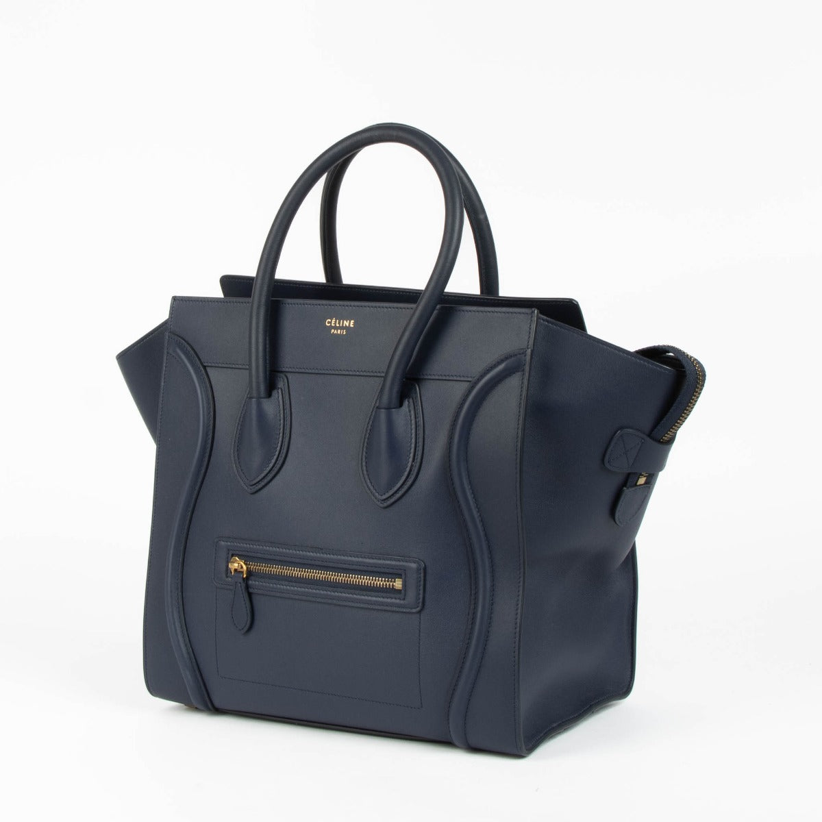 Shop the authentic Celine Navy Smooth Calfskin Luggage Bag second hand on Labellov.com