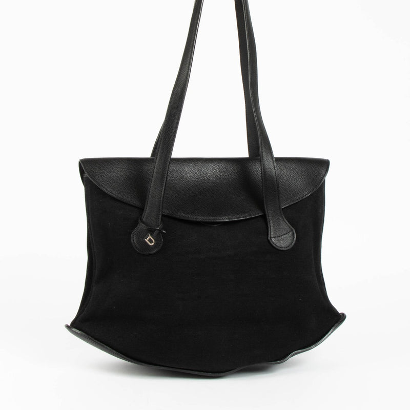 Delvaux Mémoire black canvas shoulder bag minimalist luxury