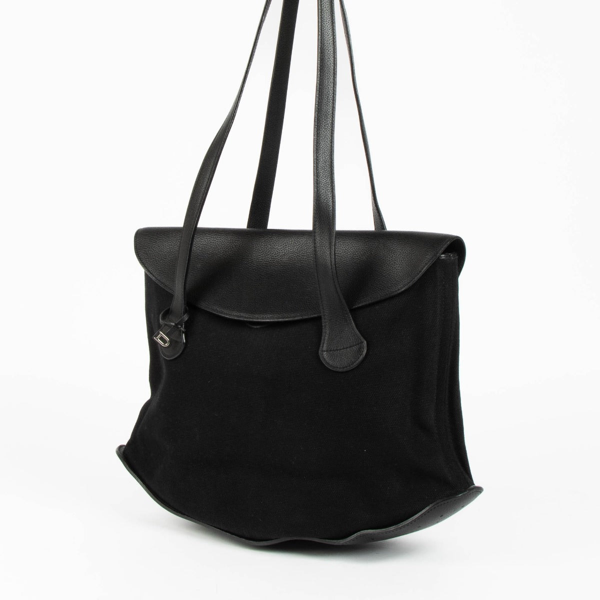Delvaux Mémoire black canvas shoulder bag minimalist luxury