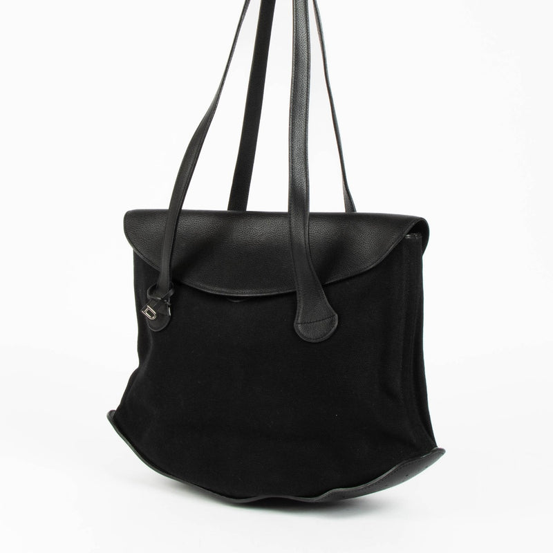 Delvaux Mémoire black canvas shoulder bag minimalist luxury
