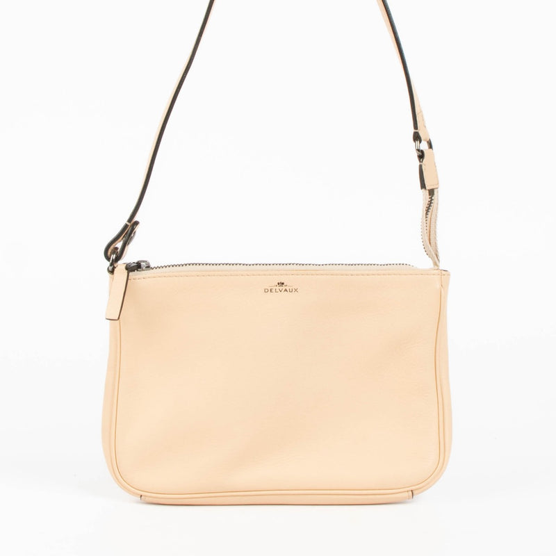 Delvaux Givry Pochette nude leather shoulder bag elegant minimalist