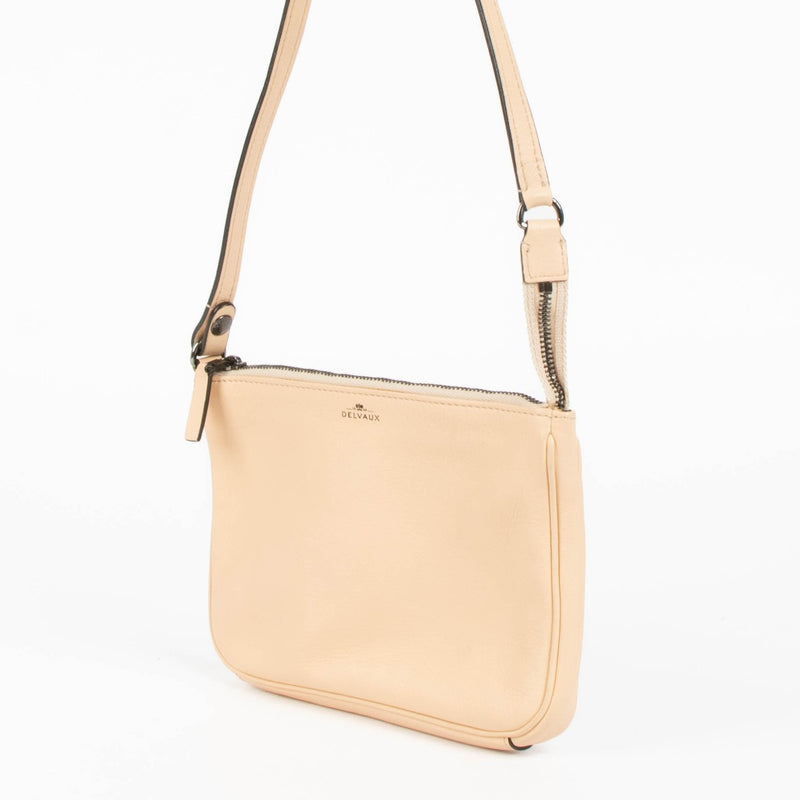 Delvaux Givry Pochette nude leather shoulder bag elegant minimalist