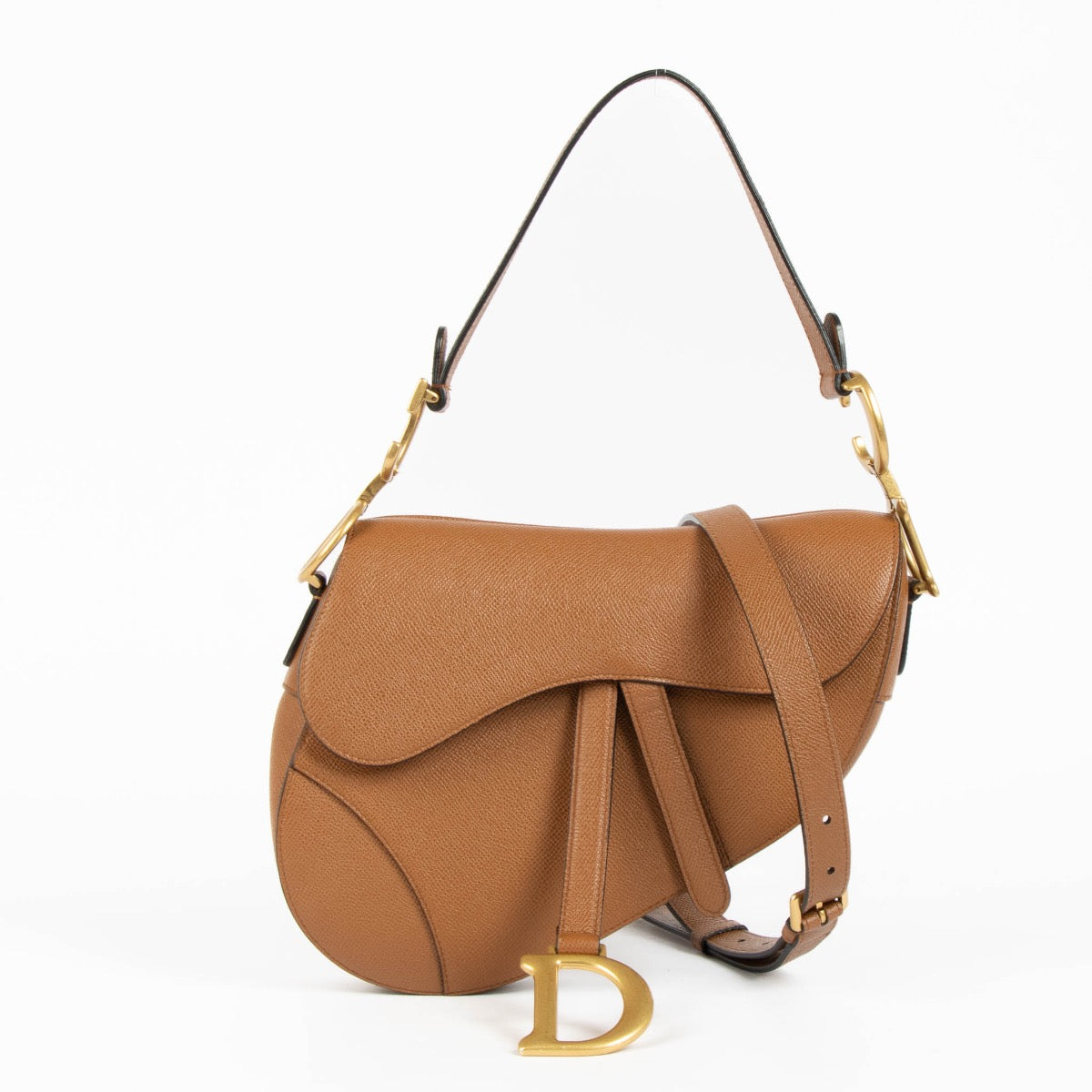 Authentic pre-loved Christian Dior Camel Calfskin Saddle Shoulder Bag on Labellov.com