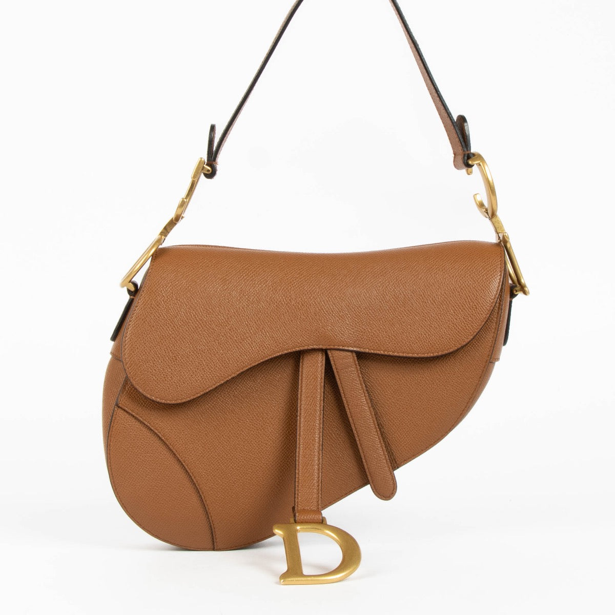 Authentic pre-loved Christian Dior Camel Calfskin Saddle Shoulder Bag on Labellov.com
