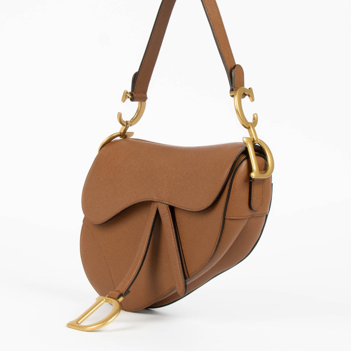 Authentic pre-loved Christian Dior Camel Calfskin Saddle Shoulder Bag on Labellov.com