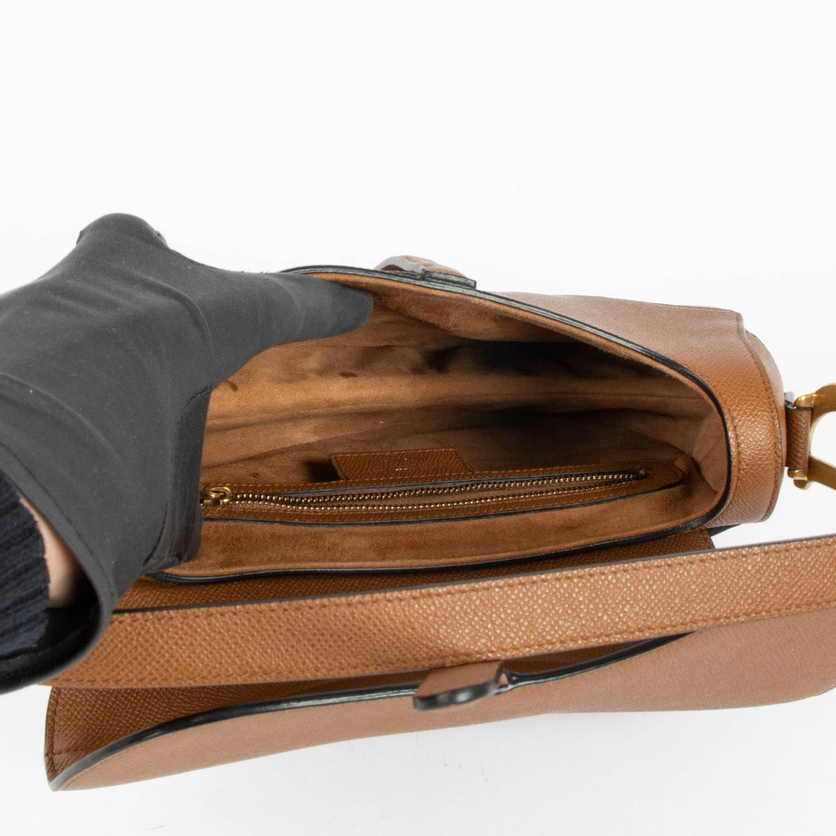 Authentic pre-loved Christian Dior Camel Calfskin Saddle Shoulder Bag on Labellov.com