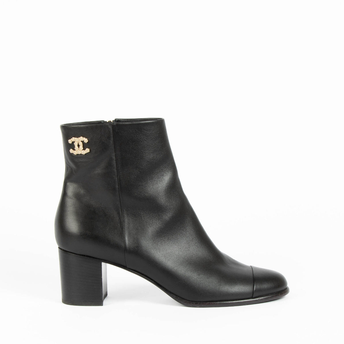 Chanel Zwarte Leren Enkellaarsjes - maat 42