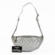 Chanel Metallic Silver Crossbody Bum Bag