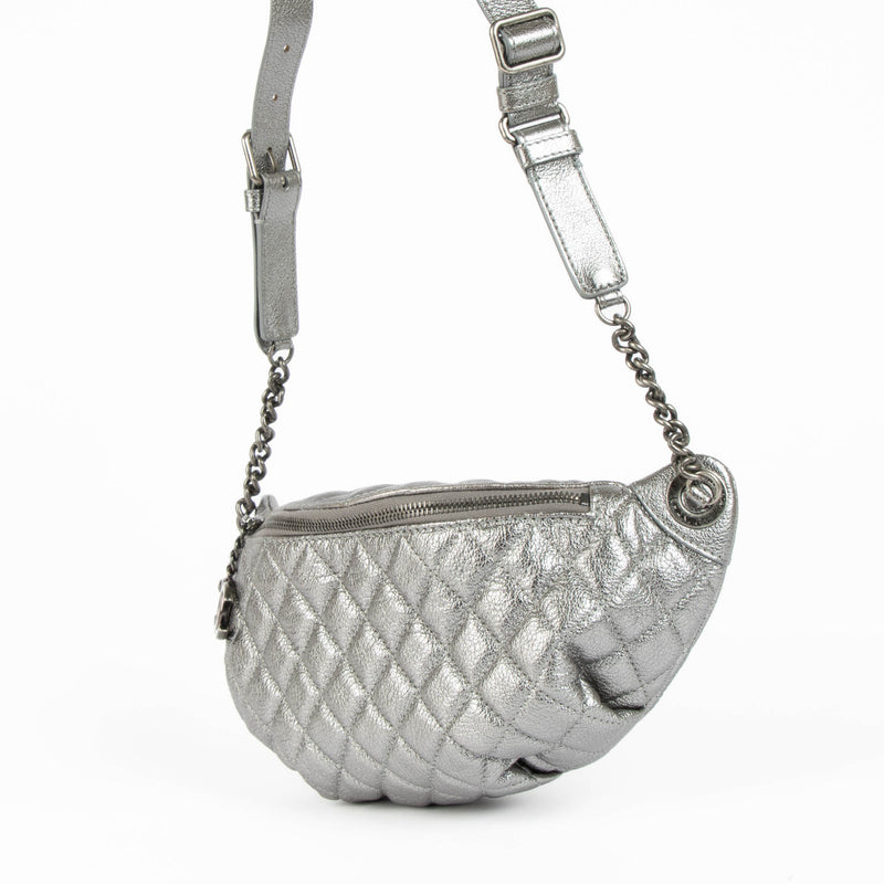 Chanel Metallic Silver Crossbody Bum Bag for the best price at Labellov