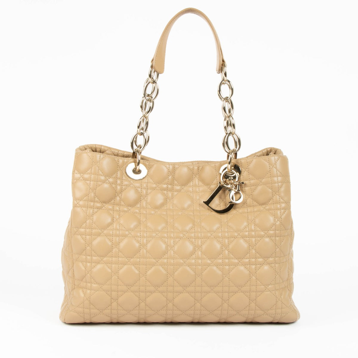 Christian Dior Beige Cannage Large Soft Lady Dior Tote