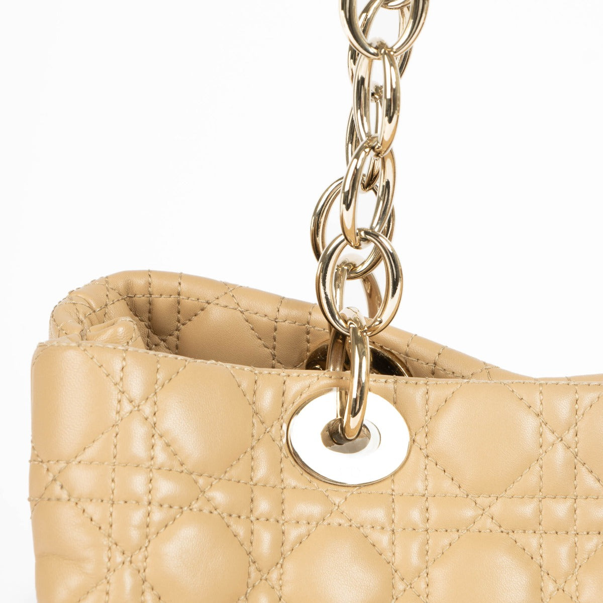 Christian Dior Beige Cannage Large Soft Lady Dior Tote