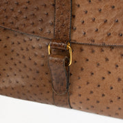 Delvaux vintage brown ostrich leather luxury handbag