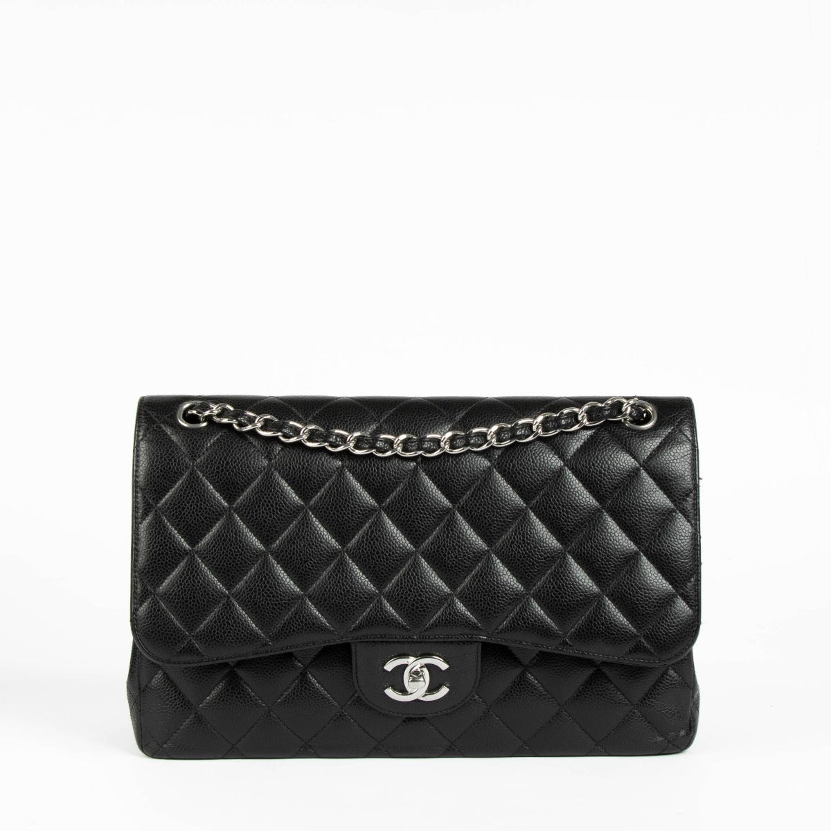 Chanel Black Caviar Large/Jumbo Classic Handbag