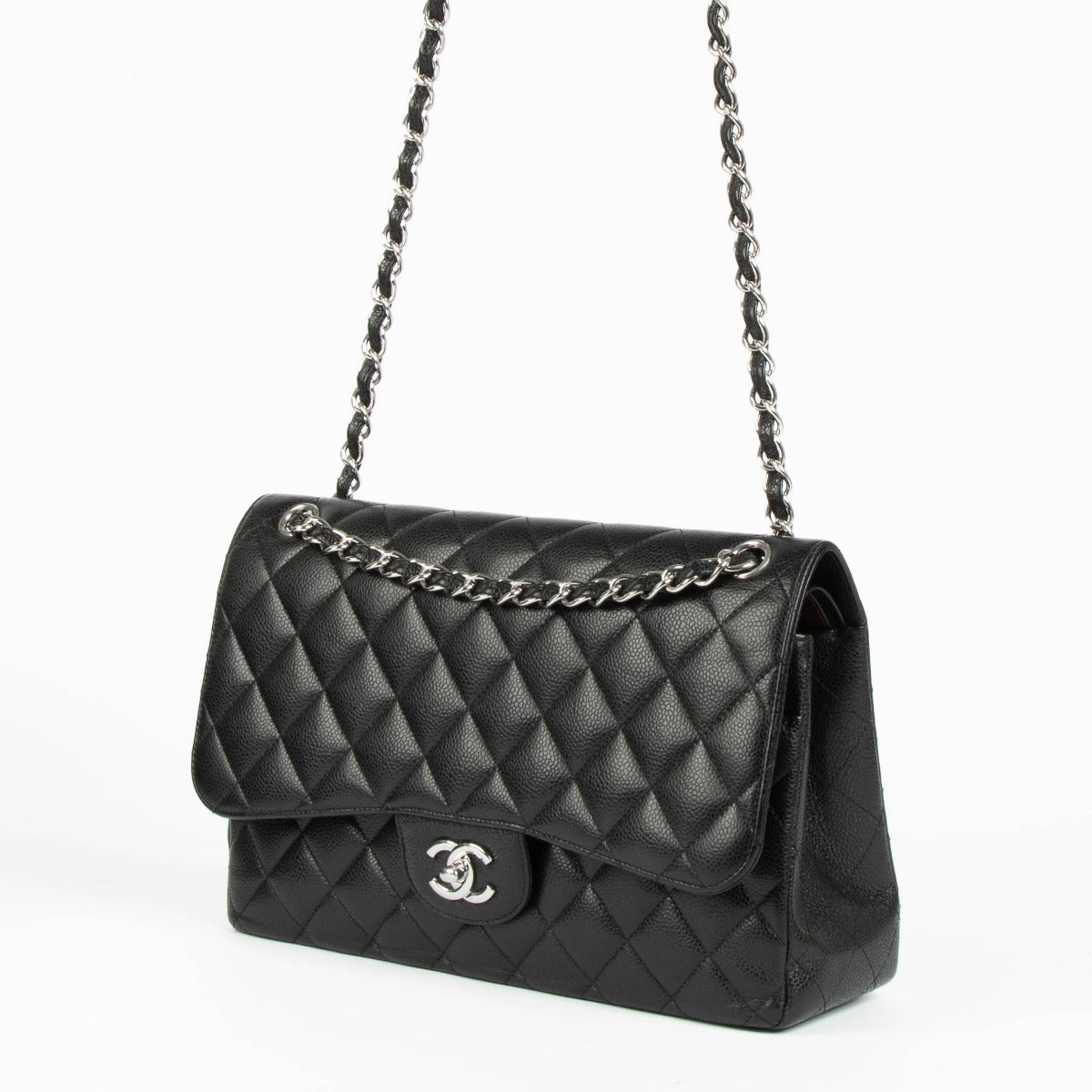 Chanel Black Caviar Jumbo/Large Classic Handbag – Labellov