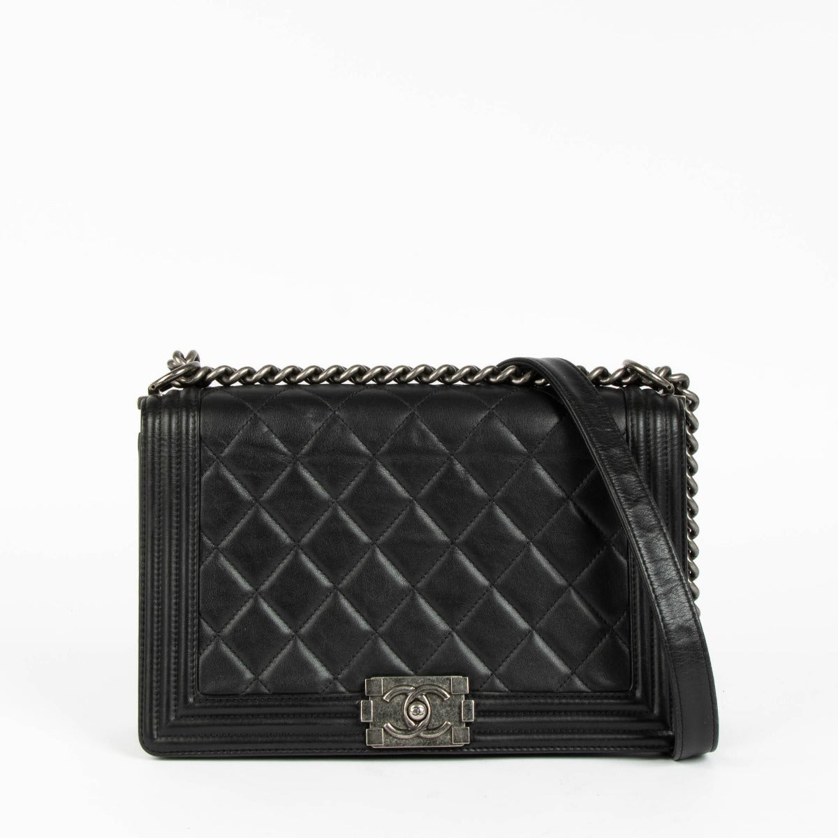 Chanel Boy Bag large black calfskin shoulder crossbody bag