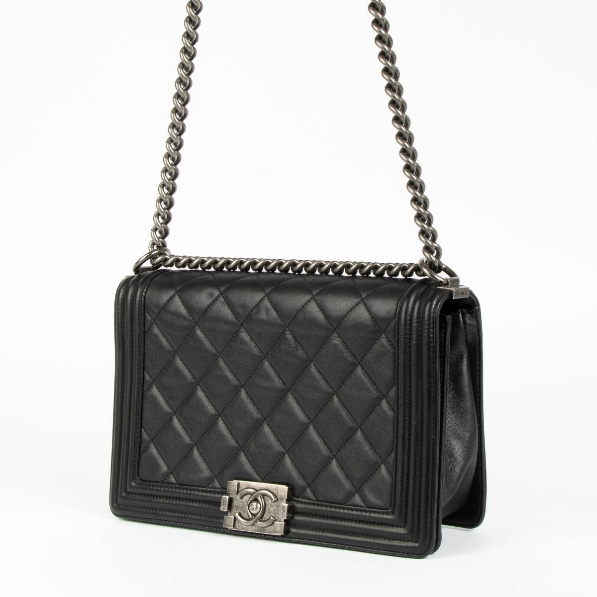 Chanel Boy Bag large black calfskin shoulder crossbody bag