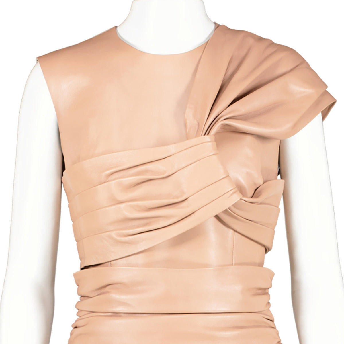 Fendi x Skims Beige Leather Pencil Dress