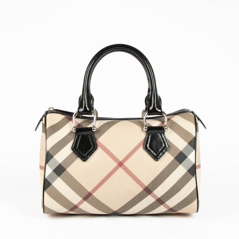 Shop the authentic Burberry Check Canvas Boston Top Handle Bag second hand on Labellov.com