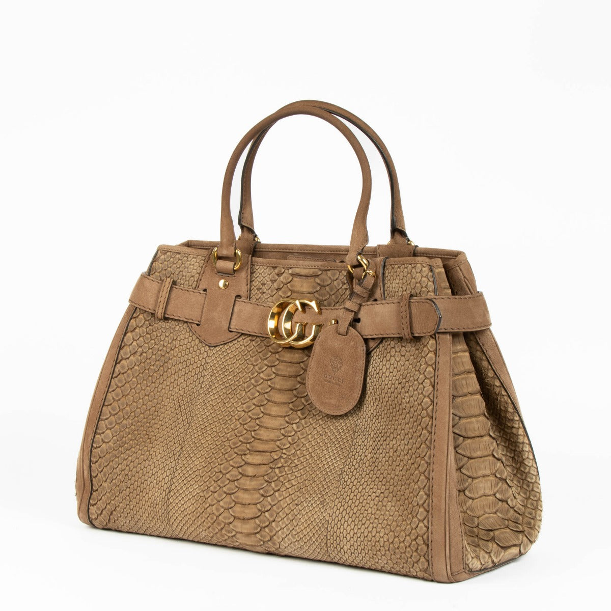 Shop the authentic Gucci Brown Python GG Top Handle Bag second hand on Labellov.com