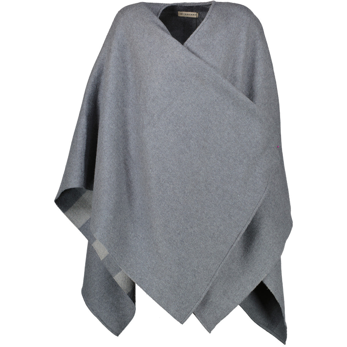 Burberry Grey Wool Check Poncho for the best price at Labellov secondhand luxury in Antwerp