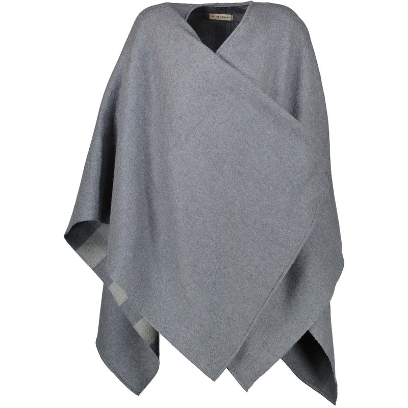 Burberry Grey Wool Check Poncho for the best price at Labellov secondhand luxury in Antwerp