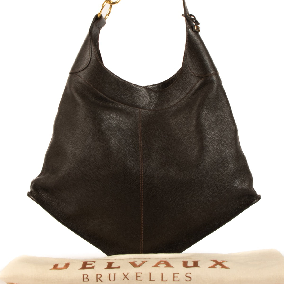 Shop safe online at Labellov in Antwerp, Brussels and Knokke this 100% authentic second hand Delvaux Brown Leather Satan Crossbody Bag