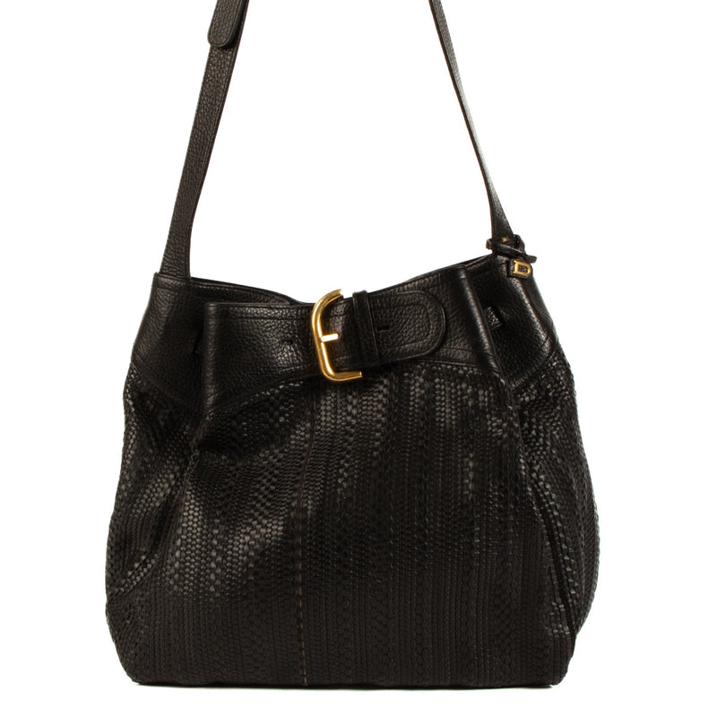 shop 100% authentic second hand Delvaux Black Toile de Cuir Bergerac Crossbody Bag on Labellov.com