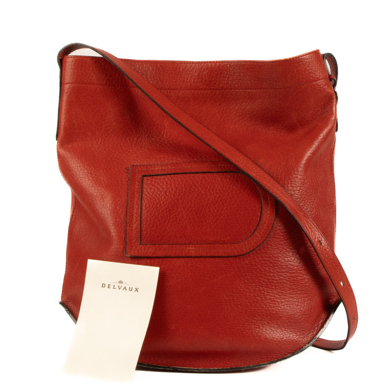 Delvaux Vintage Rode Leren Le Pin Schoudertas