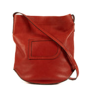 Delvaux Vintage Red Leather Le Pin Shoulder Bag