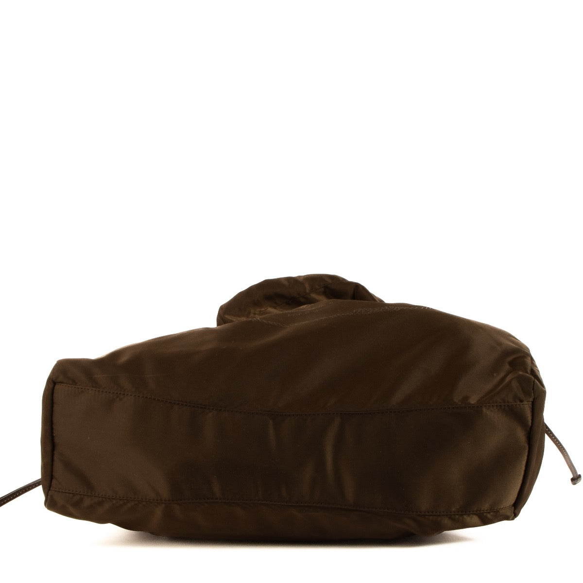 Shop safe online at Labellov in Antwerp, Brussels and Knokke this 100% authentic second hand Prada Brown Nylon Drawstring Tote Bag