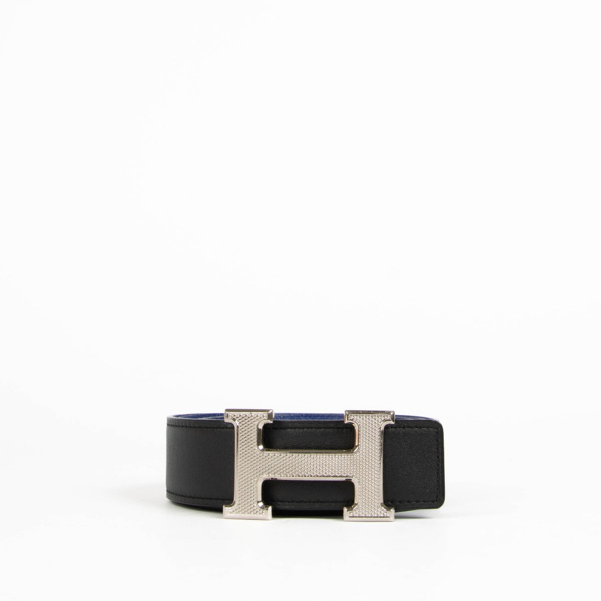 Shop this 100% authentic Hermès Black/Blue Leather H Guilloché Reversible Belt 32 mm in size 85 cm at Labellov.com