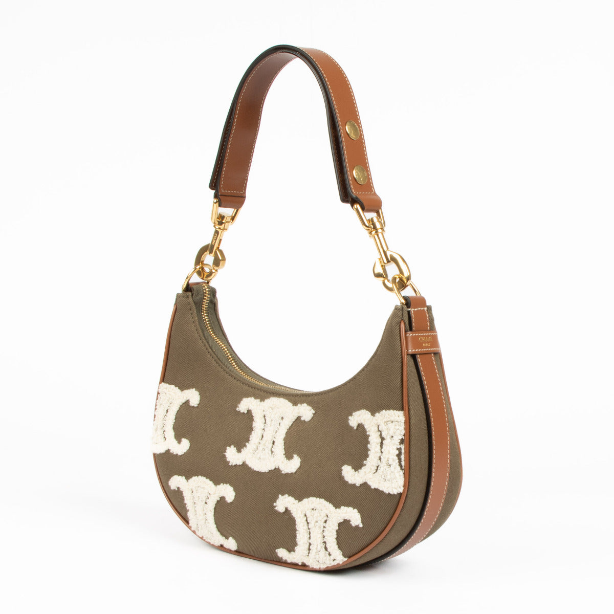 Celine Khaki Ava Triomphe Shoulder Bag