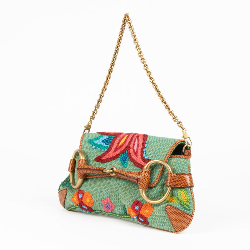 Pochette Gucci Vintage Tom Ford en Lézard Brodé Horsebit
