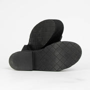 Authentic pre-loved Chanel Black Cloth Platform Sandals - Size 38 on Labellov.com