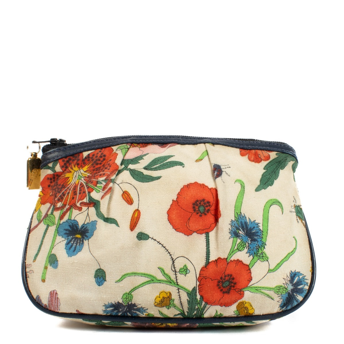 Gucci 1980s Flora Canvas Wallet/Pouch Set
