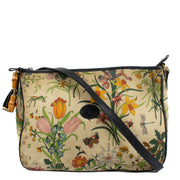 Gucci 1980s Flora Canvas Bamboo Crossbody Bag