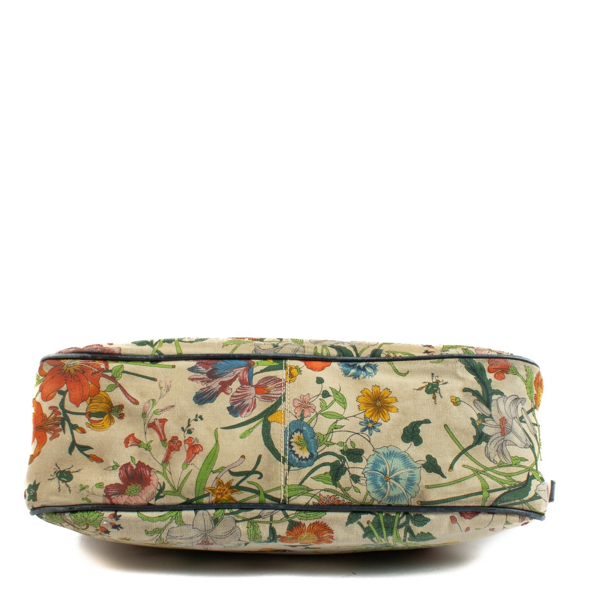 Gucci 1980s Flora Canvas Bamboo Crossbody Bag