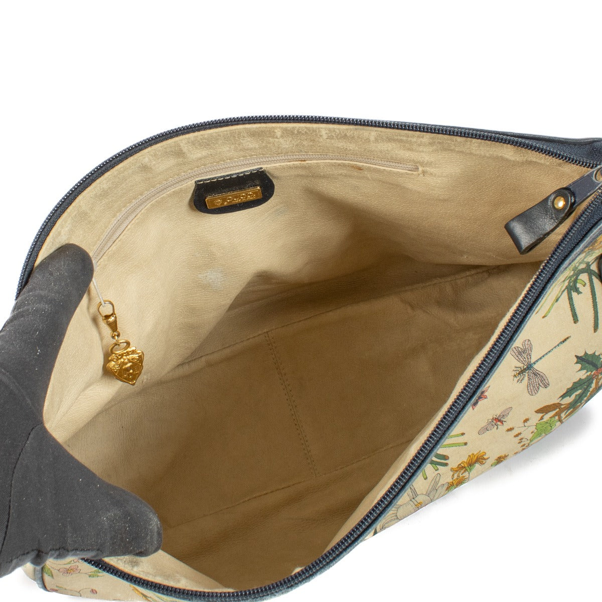Gucci 1980s Flora Canvas Bamboo Crossbody Bag