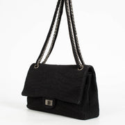Authentic pre-loved Chanel Black Jersey Coco's Croc Medium 2.55 Reissue Flap Bag on Labellov.com
